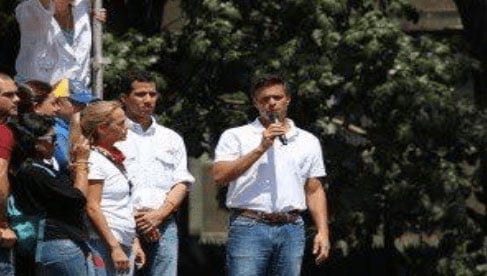 Guaido junto a López en la fatídica manifestación del 12 de febrero de 2014.