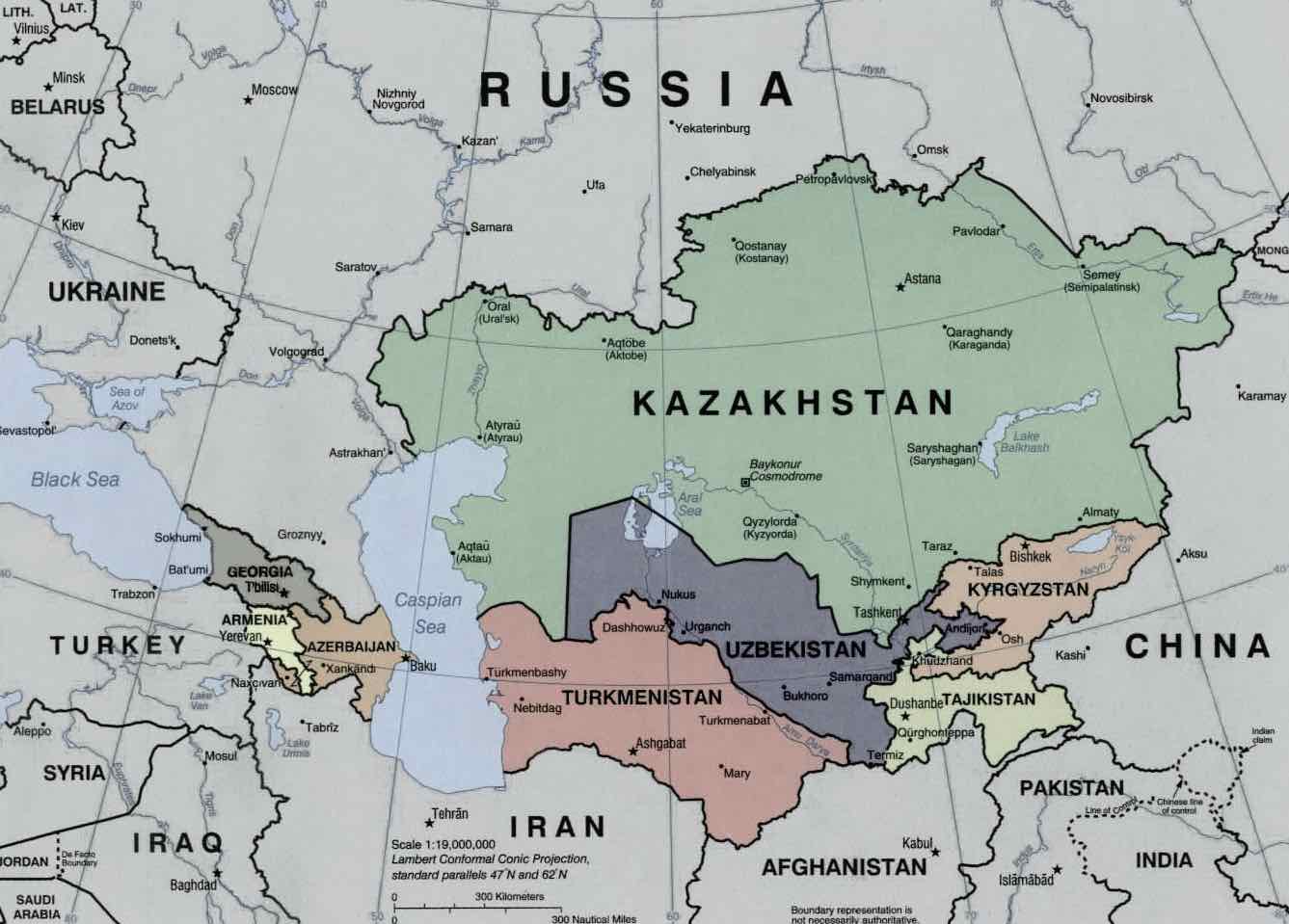 mapa de kazajistán