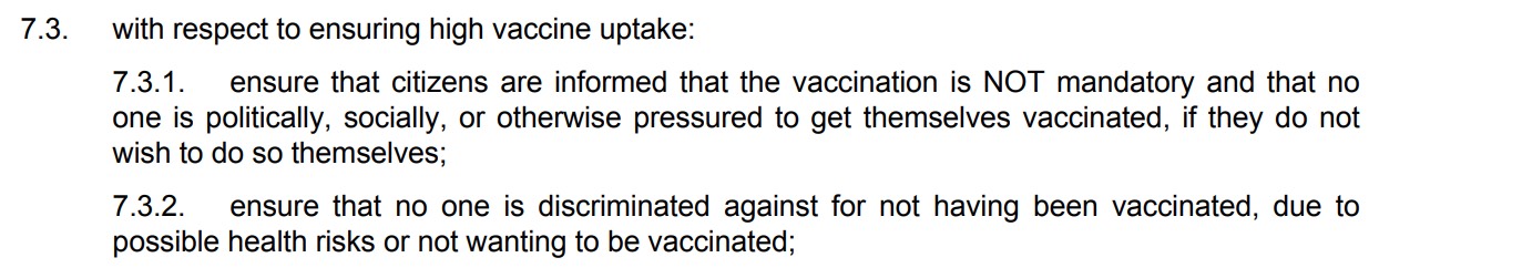Consejo de Europa emite una resolución que prohíbe a los estados hacer obligatoria la vacunación contra el Covid-19