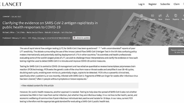 The Lancet: La prueba PCR actual no es adecuada para el diagnóstico del SARS-CoV-2