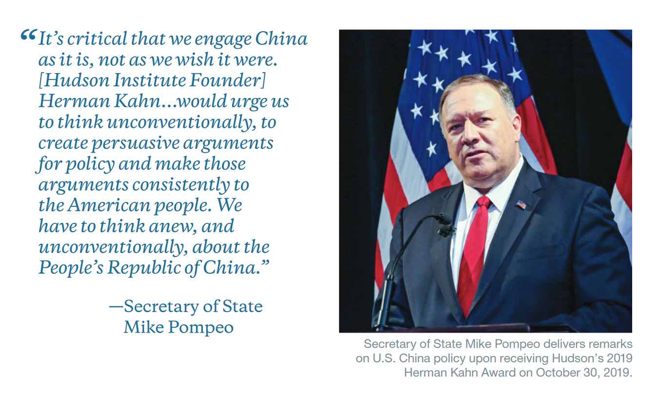 Un extracto de un informe del Hudson Institue de 2020 sobre las amenazas existenciales a los Estados Unidos