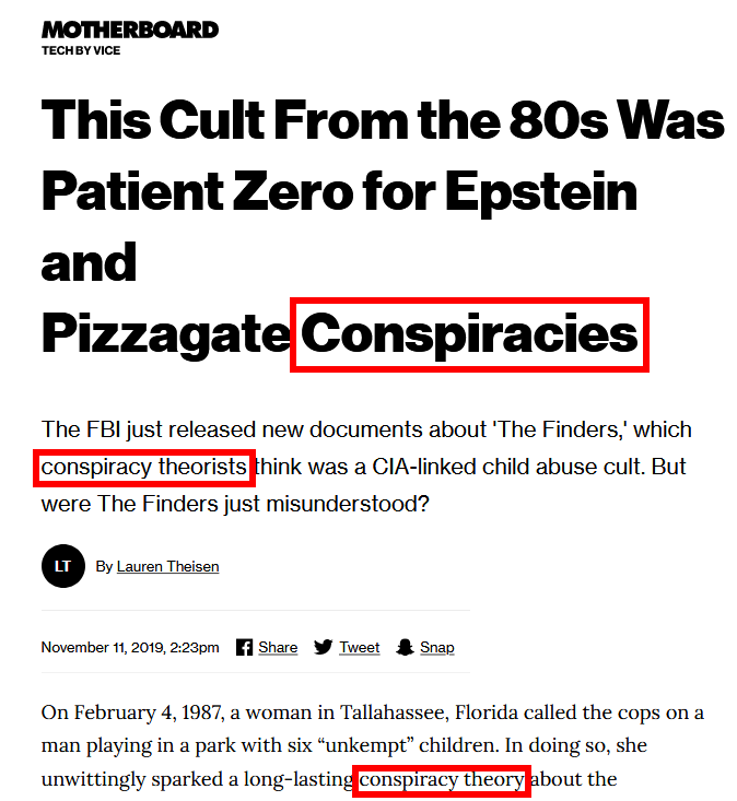 Los principales medios de comunicación se han apresurado a descartar los vínculos de la CIA con The Finder's como poco más que una conspiración