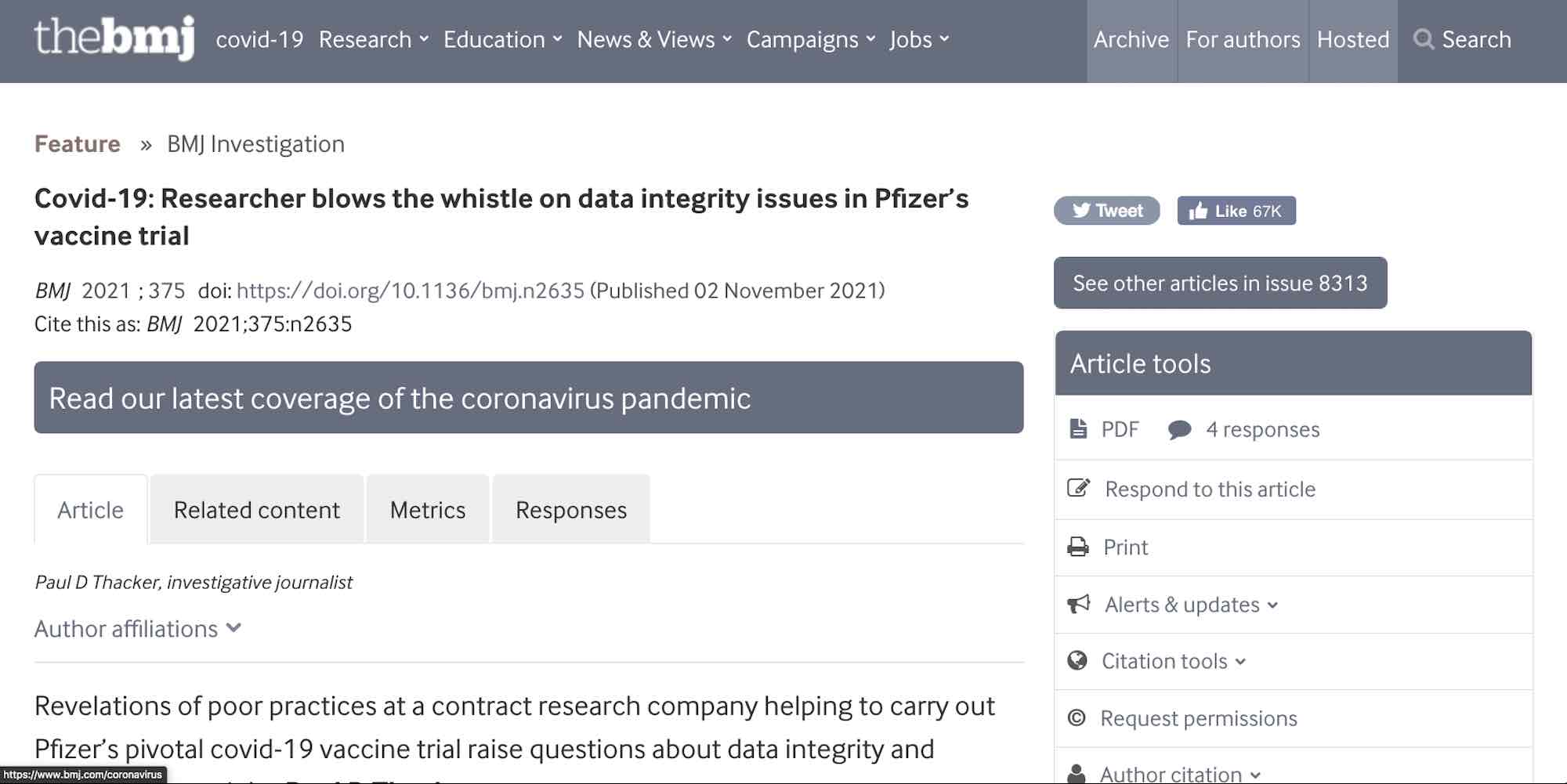 Covid-19: Investigación denuncia la falsificación de datos en el ensayo para aprobar la vacuna de Pfizer
