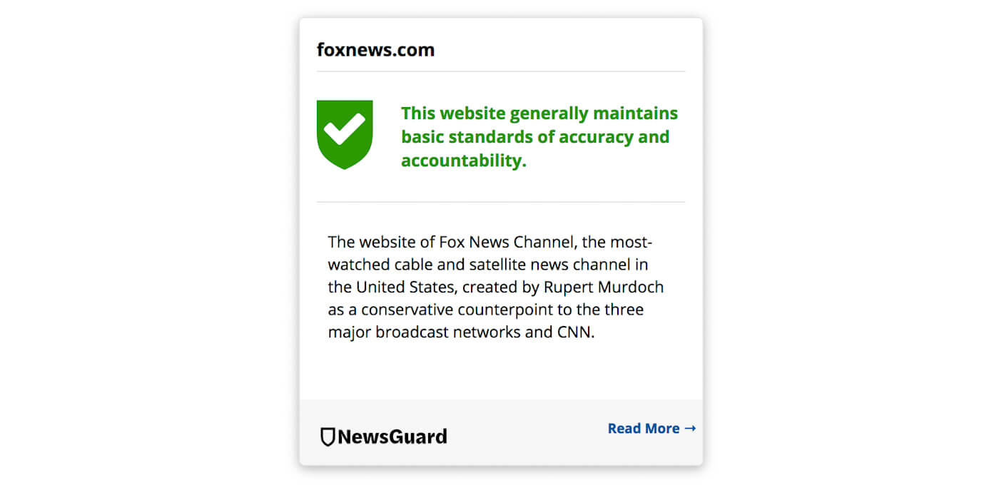 Newsguard da a Fox News una alta puntuación por su precisión.