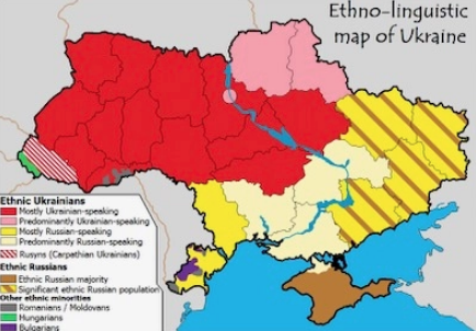 Distribución étnico-lingüística de las poblaciones de Ucrania.