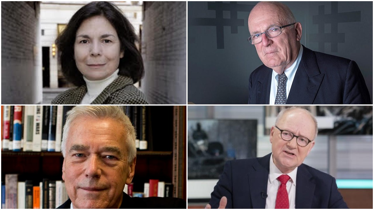 Miembros del cabal desde arriba a la izquierda, en el sentido de las agujas del reloj: Evelyn Farr, Richard Dearlove, Gwythian Prins, Robert Tombs