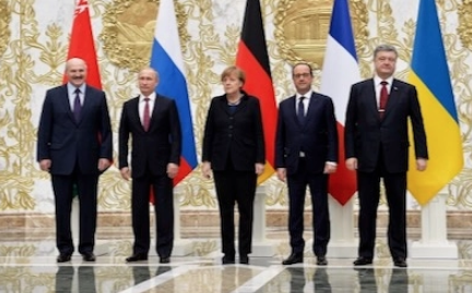 Los jefes de Estado y/o de gobierno presentes en el Acuerdo de Minsk II.