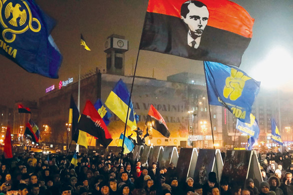 CC/Pryshutova Viktoria An All-Ukraine Union torchlight parade on the birthday of Nazi collaborator Stepan Bandera, Kyiv, Jan. 1, 2015.