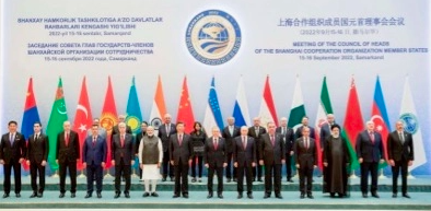 Los dirigentes participantes en la cumbre de la Organización de ‎Cooperación de Shanghai, en Samarcanda.