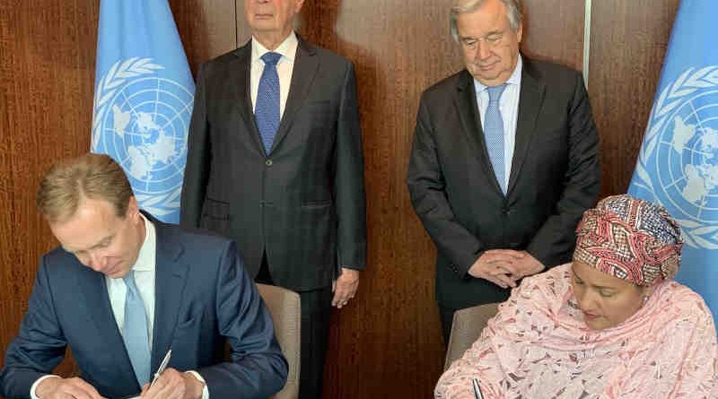 La ONU y el WEF, que se anuncia a sí mismo como el principal promotor mundial de asociaciones público-privadas, firmaron un marco estratégico en junio de 2019. Fuente: WEF