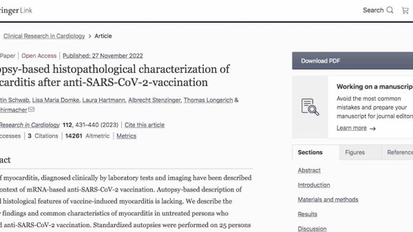 Las vacunas COVID de ARNm podrían estar matando a un gran número de personas, según estudio revisado por pares publicado en Springer Nature