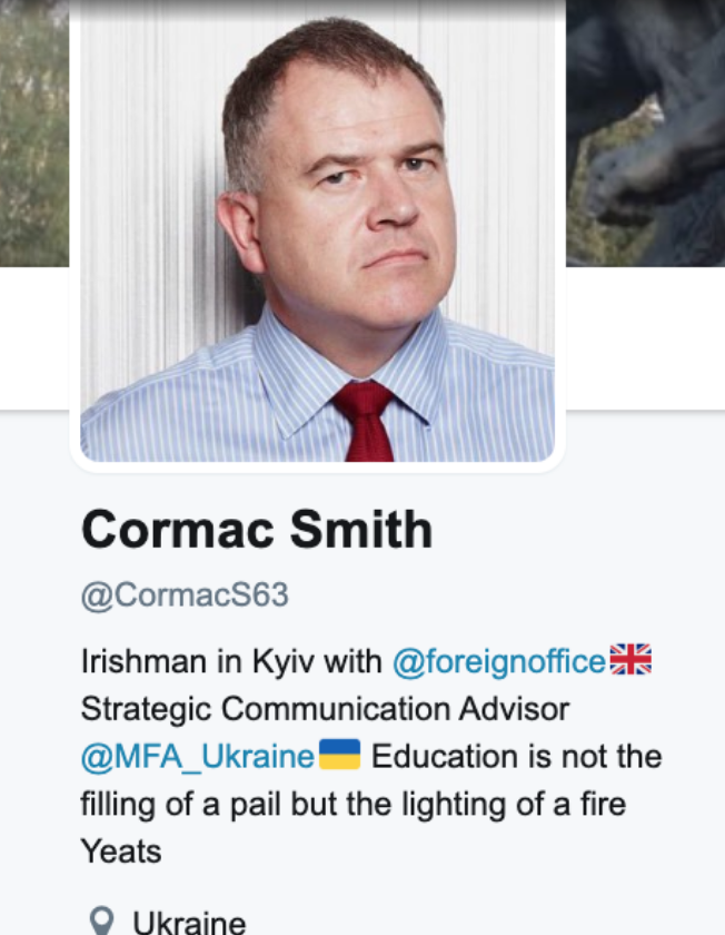 Perfil de Twitter de Cormac Smith alrededor de 2017