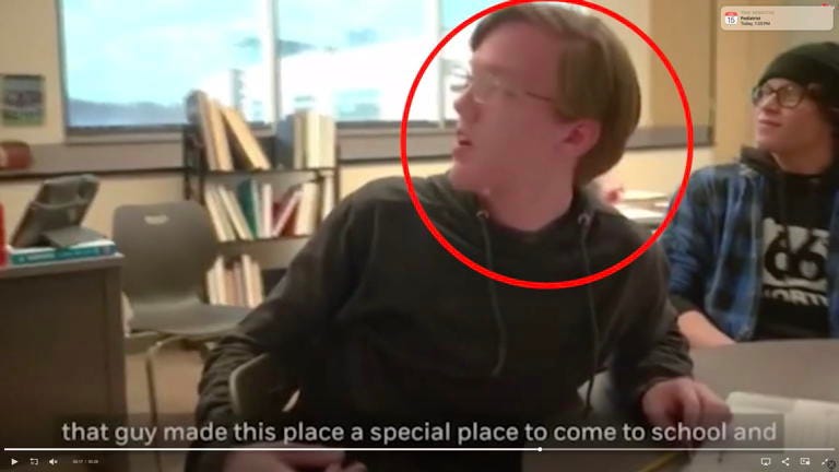 Esta es una captura de pantalla del anuncio de BlackRock en el que aparece Thomas Matthew Crooks. Al pie de foto se puede leer: «ese tipo hizo de este lugar un sitio especial para venir a la escuela y dio todo lo que pudo para ayudar a la comunidad»